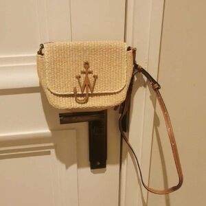 JW Anderson Natural RAFFIA and Leather ANCHOR LOGO BAG Crossbody used Pristine!
